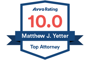 Avvo Rating 10 Matthew J. Yetter Top Attorney - Badge